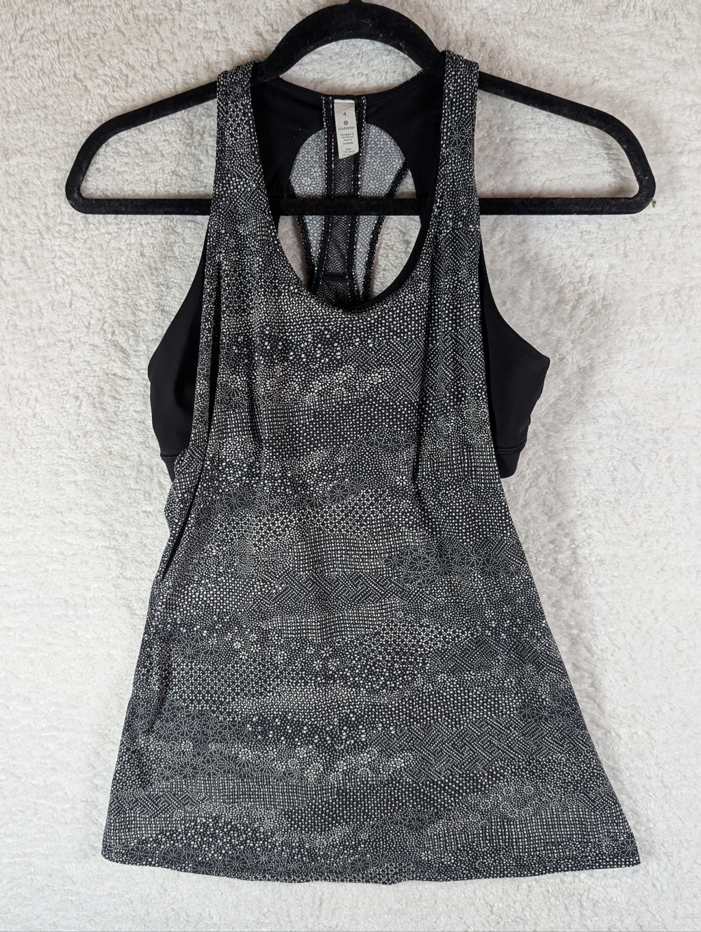 473-lululemon athletica Black & Silver Patterned Racerback Tank